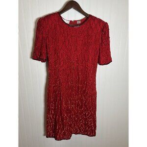 Red Sequined Glamorous Dress Size L Cruise Party Cocktail Special Occasion